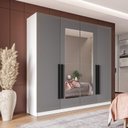 Ver imagem 1 de Guarda Roupa 161,1cm 4 Portas com Espelho 240851 Valência Politorno Móveis