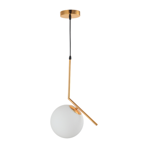 Luminária Pendente Lustre Inclinado Jabuticaba Dourado Bola Globo Esfera Opaco Leitoso Moderno Luxo 