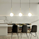 Ver imagem 5 de Luminária Pendente Lustre Inclinado Jabuticaba Dourado Bola Globo Esfera Opaco Leitoso Moderno Luxo