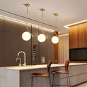 Ver imagem 3 de Luminária Pendente Lustre Inclinado Jabuticaba Dourado Bola Globo Esfera Opaco Leitoso Moderno Luxo