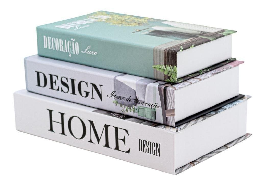 Kit 3 Livros Porta Objetos Enfeite Caixa Organizadora Home Design - 2