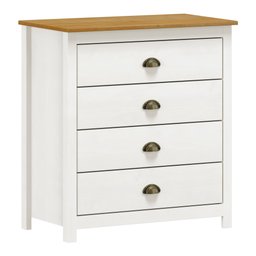 CÔMODA 4 GAVETAS TOPÁZIO - BRANCO/CARVALHO - 1