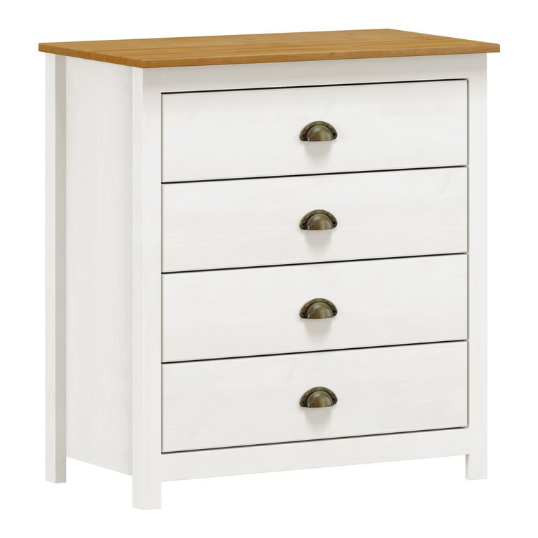 CÔMODA 4 GAVETAS TOPÁZIO - BRANCO/CARVALHO CÔMODA 4 GAVETAS TOPÁZIO - BRANCO/CARVALHO
