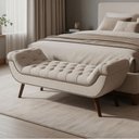 Ver imagem 3 de Puff Recamier Decorativo com Tachas 140 cm Santorini P05 Linho Cru - Lyam Decor