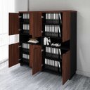 Ver imagem 2 de Armário Estante para Escritório com 8 Portas de Abrir e 2 Nichos F5 Office Marrom/Louro Preto com Pr