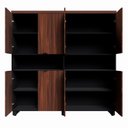 Ver imagem 6 de Armário Estante para Escritório com 8 Portas de Abrir e 2 Nichos F5 Office Marrom/Louro Preto com Pr