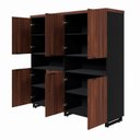 Ver imagem 7 de Armário Estante para Escritório com 8 Portas de Abrir e 2 Nichos F5 Office Marrom/Louro Preto com Pr