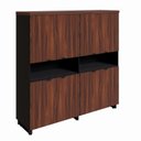 Ver imagem 3 de Armário Estante para Escritório com 8 Portas de Abrir e 2 Nichos F5 Office Marrom/Louro Preto com Pr