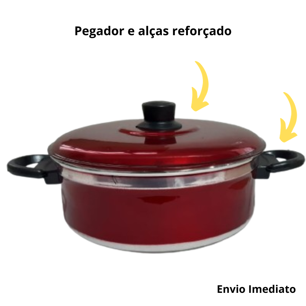 Kit Jogo de Panelas Vermelha com Tampa 5 Peças Aluminio - 3