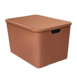 Caixa Organizadora Rattan Com Tampa 40 Litros ARQPLAST Marrom - 1