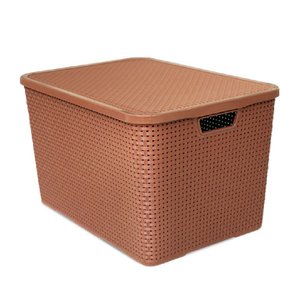 Caixa Organizadora Rattan Com Tampa 40 Litros ARQPLAST Marrom
