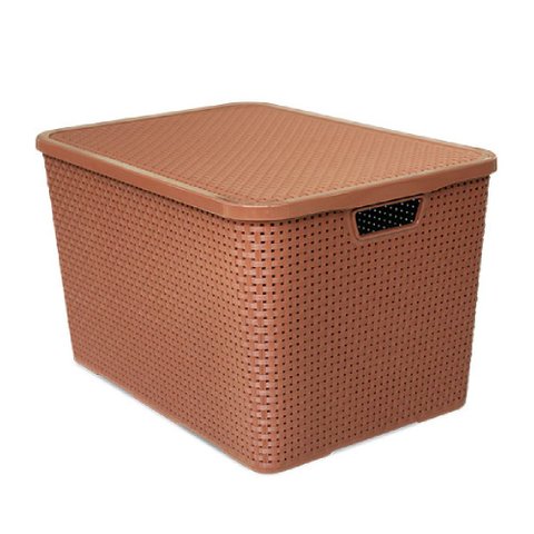 Caixa Organizadora Rattan Com Tampa 40 Litros ARQPLAST Marrom