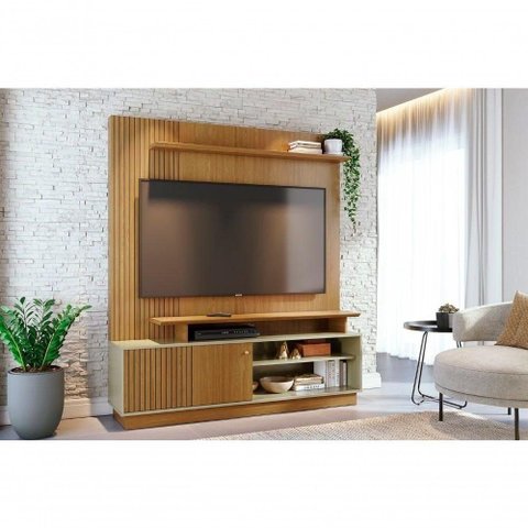 Painel Ares para TV até 75 Polegadas 160cm MDP e MDF Amadeirado Madetec Móveis