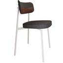 Ver imagem 5 de Kit 02 Cadeiras Estofada para Sala de Jantar Astrid Branco C01 Linho Preto Courino Whisky - Lyam