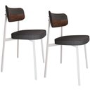 Ver imagem 3 de Kit 02 Cadeiras Estofada para Sala de Jantar Astrid Branco C01 Linho Preto Courino Whisky - Lyam