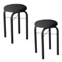 Ver imagem 1 de Kit 2 Banquetas Baixas para Cozinha em Aço Manu Sintético I01 Preto - Mpozenato