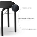 Ver imagem 3 de Kit 2 Banquetas Baixas para Cozinha em Aço Manu Sintético I01 Preto - Mpozenato