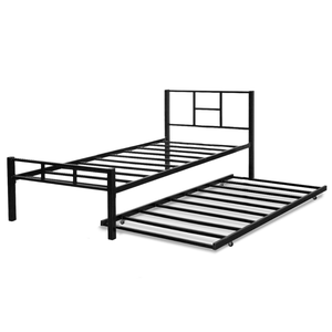 Cama Solteiro 100% Aço e Auxiliar Estilo Industrial:preto