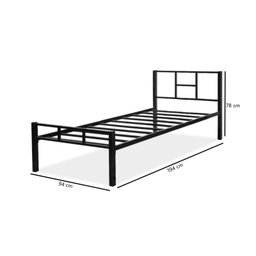 Cama Solteiro 100% Aço e Auxiliar Estilo Industrial:preto - 2