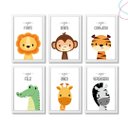 Ver imagem 1 de Quadro Decorativo Infantil Safari Animais com moldura:Branca