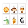 Quadro Decorativo Infantil Safari Animais com moldura:Branca - 1