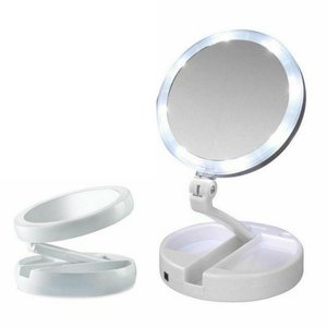 Espelho Led Duplo C/ Lente de Aumento Articulado P/ Maquiagem Redondo