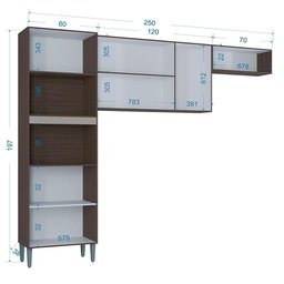 Cozinha Compacta 250 Cm Vidro Reflecta 705 Chocolate Off White Poqq Chocolate Off White - 3