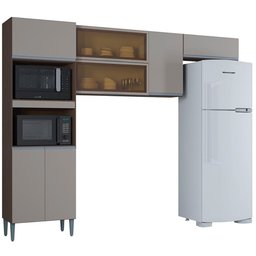 Cozinha Compacta 250 Cm Vidro Reflecta 705 Chocolate Off White Poqq Chocolate Off White - 1