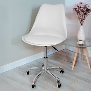 Cadeira Secretária com Base Giratória Estofada Ícaro Branco