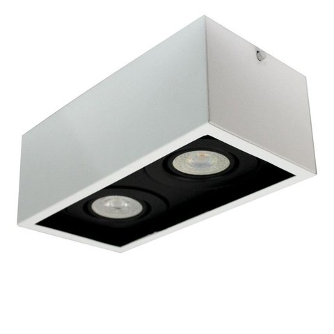 Spot Plafon Sobrepor Alumínio Recuado Duplo Branco com Preto Mr16 Gu10