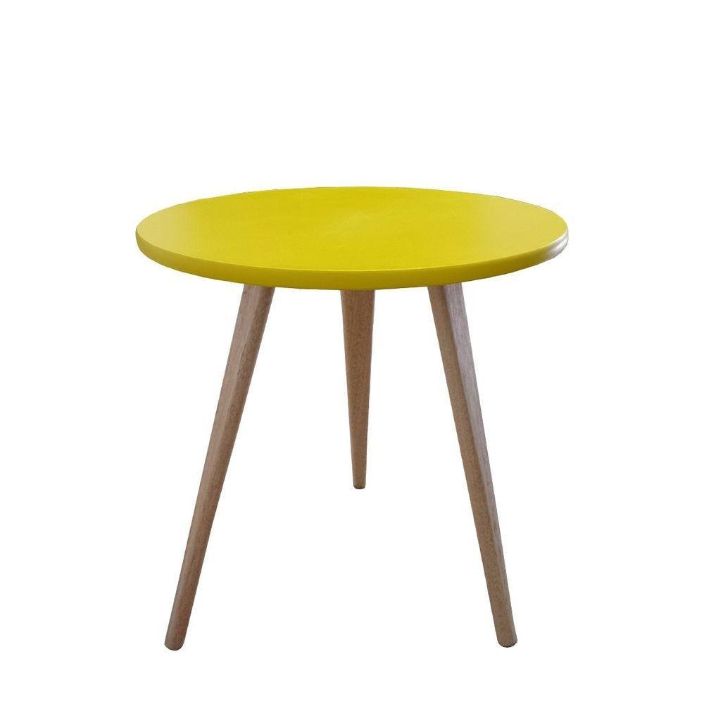 Mesa de Canto Lateral e Apoio Sala Quarto Pé Palito 44 Cm Cor:amarelo - 1