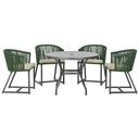 Ver imagem 1 de Mesa com 4 Cadeiras de Jantar Roma 100cm e Noronha em Aluminío Preto Corda Nautica Estofado 7 Trama