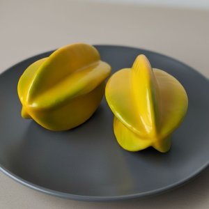 3 Carambolas Artificiais Decorativas Realistas em Poliestireno Ideal para Decoração de Ambientes