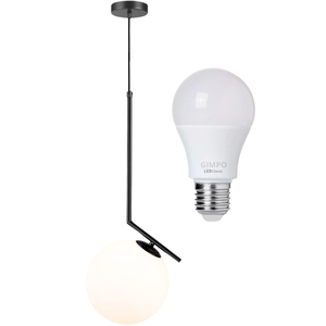 Luminária Pendente Jabuticaba 45cm Angular Globo Vidro 15cm Teto Gimpo Kjdd-e-059-12 + 1 Lâmpada Led
