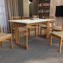 Ver imagem 3 de Conjunto Sala de Jantar Elisa em Madeira Maciça 6 Cadeiras Boucle Bege