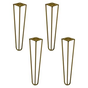 Kit 4 Pés de Metal 30 Cm Mesa de Canto Rack e Puffs Dourado