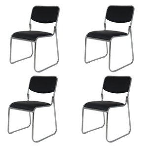Kit 04 Cadeiras de Escritório Sala Consultório com Base Fixa Dakkar Pretas