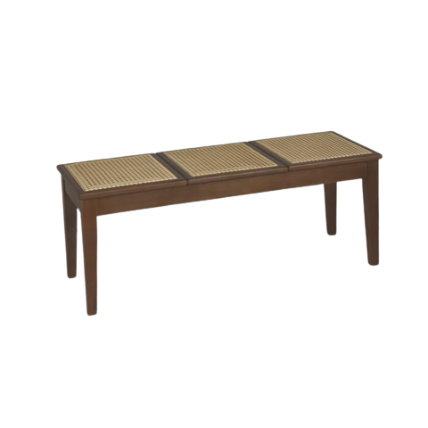 Banco em Madeira e Tela Sextavada. Cor Natural