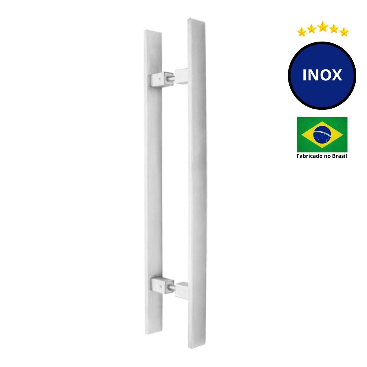 Puxador Porta de Madeira ou Vidro 4cm x 1cm Inox Escovado Loja da Indústria 800mm x 600mm - 2