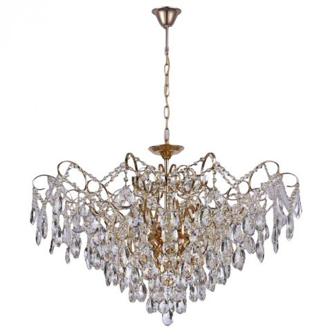 Lustre Pendente Cristal Bivolt Ø100x100cm Metal Dourado 12xe14 - Sindora Iluminação Dcd00477