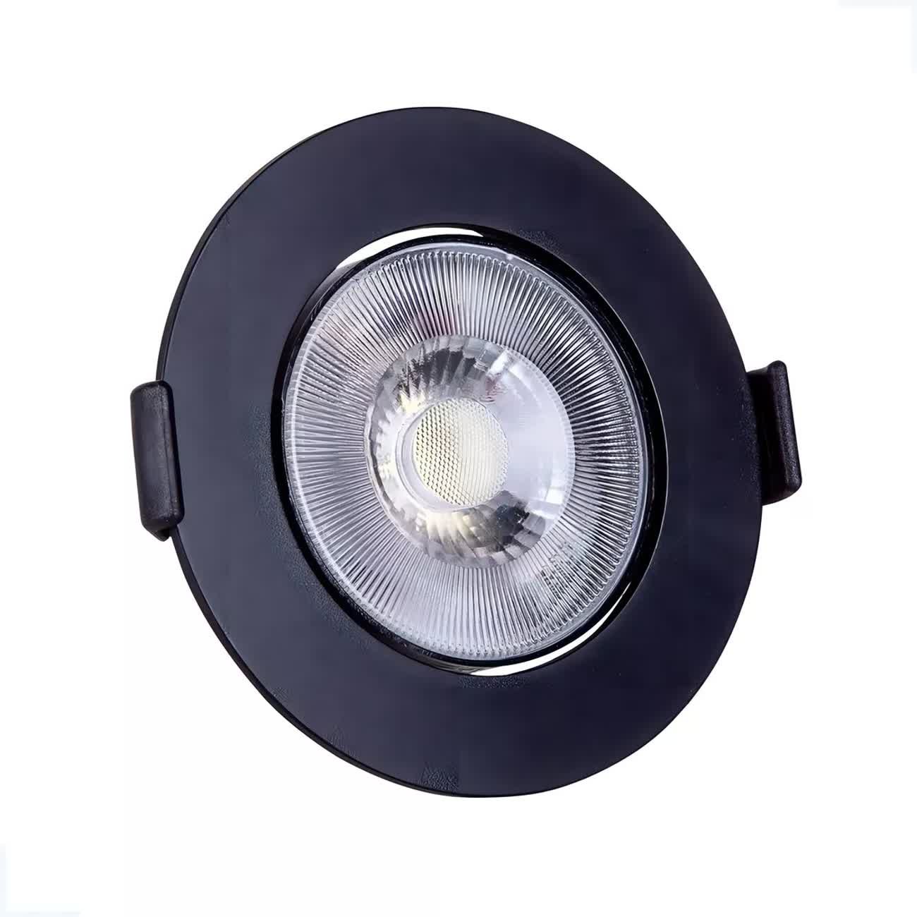 Kit 10 Spot Led Preto 5w 3000k Redondo 9x9 Cm Embutir - 3