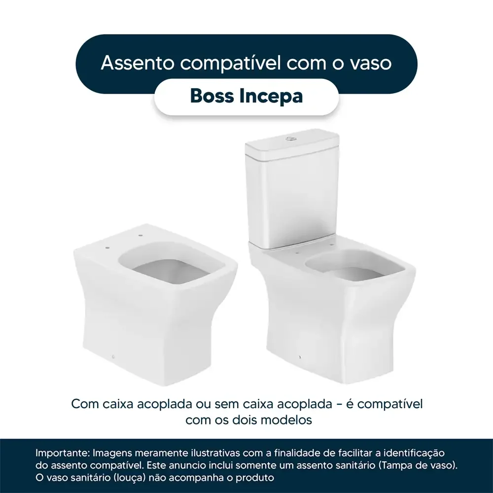 Assento Sanitário MDF Soft Close Boss Stone (Cinza Fosco) para Vaso Incepa com Ferragem Preta - 2