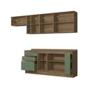 Ver imagem 4 de Armário de Cozinha Completa Garrafeiro 100% Mdf 280cm Nogueira/verde Celeste Kappesberg