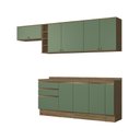 Ver imagem 2 de Armário de Cozinha Completa Garrafeiro 100% Mdf 280cm Nogueira/verde Celeste Kappesberg