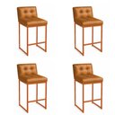 Ver imagem 2 de Banqueta Cozinha Alta com Encosto Industrial Kit 4 Bronze Lirina Pu C05 - D’Rossi