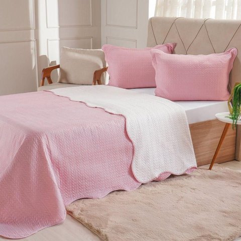 Kit Cobre Leito Casal Ultra Lisse Lisa New 210x230cm Silver Pink