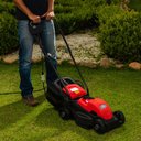 Ver imagem 6 de Cortador de Grama Carrinho Gasolina 4 Rodas Máquina Corte Branco 127 V Saída Lateral Vermelho