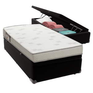 Cama Box Baú Solteiro Preto e Colchão Light Espuma Ortobom