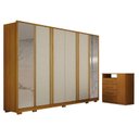 Ver imagem 1 de Guarda Roupa Casal Ares 6 Portas com Espelho Cinamomo Off-white com Cômoda Diamante 4 Gavetas 1 Port