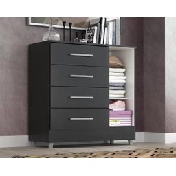 Cômoda 4 Gavetas 1 Porta Laura Onix - Quarta Divisão - 2